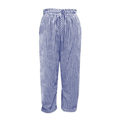 👖 LIMITED-TIME 50% OFF! 💥 Striped Linen Cotton Trousers for Women – Elastic Waist, Wide Leg, Breathable ✨