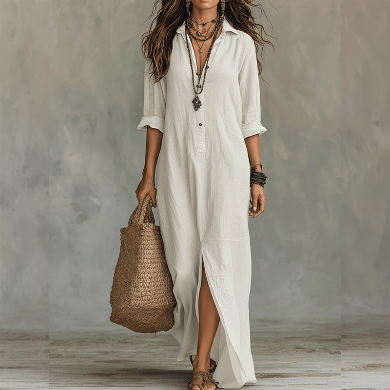 🔥Hot Deals-Casual Loose Fit Maxi Dress with Front Slit