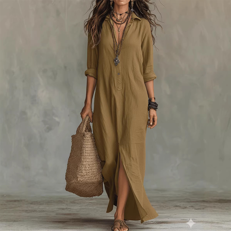 🔥Hot Deals-Casual Loose Fit Maxi Dress with Front Slit