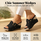 Women's Peep-Toe Wedge Slide Sandals