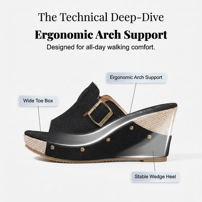 Women's Peep-Toe Wedge Slide Sandals