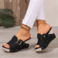 Women's Peep-Toe Wedge Slide Sandals