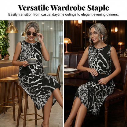 ⏳Limited-time 60% off⏰🐆👗Women's Leopard Print Sleeveless Midi Dress💃✨