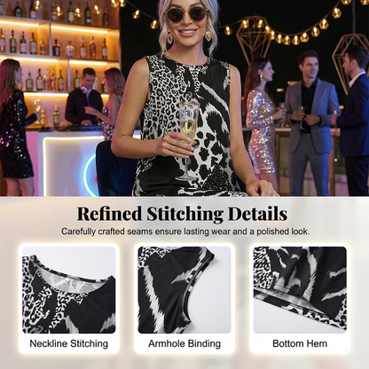⏳Limited-time 60% off⏰🐆👗Women's Leopard Print Sleeveless Midi Dress💃✨