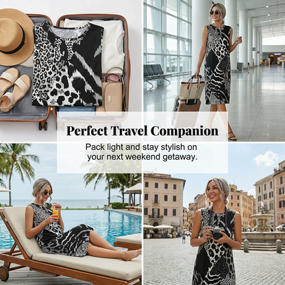 ⏳Limited-time 60% off⏰🐆👗Women's Leopard Print Sleeveless Midi Dress💃✨