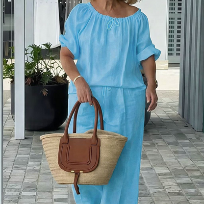 【Exceptional Price】👚 50% OFF NOW! 💃 Women's Drawstring Top & Pants 2-Piece Set – Relaxed Fit, Comfortable & Perfect for Lounging or Everyday Style 🌸
