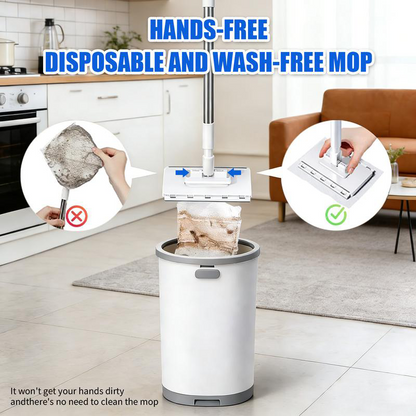 Hands-Free Flat Mop with Universal Cloth Clamp