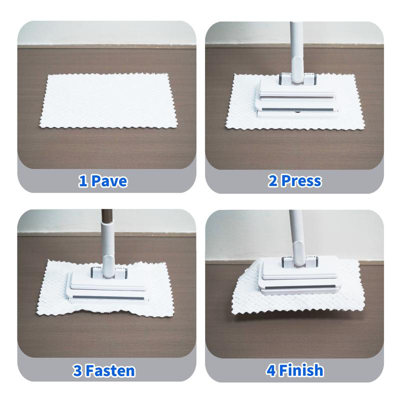 Hands-Free Flat Mop with Universal Cloth Clamp
