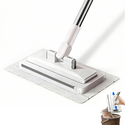 Hands-Free Flat Mop with Universal Cloth Clamp
