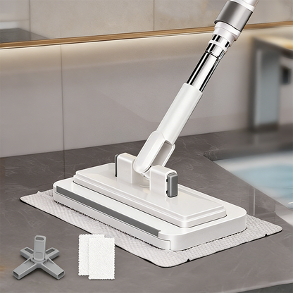 Hands-Free Flat Mop with Universal Cloth Clamp