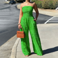 Strapless Crinkle Wide-Leg Jumpsuit