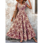 👗 50% OFF NOW! 🌸 Women's V-Neck Floral Print Smocked Maxi Dress – Smocked Waist, Breathable & Versatile Length ✨
