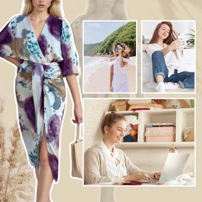 🔥HOT SALE 50% OFF✨Women’s Elegant Watercolor  Two-Piece Wrap Dress Set