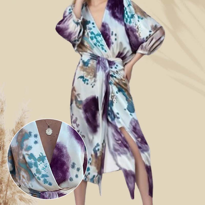 🔥HOT SALE 50% OFF✨Women’s Elegant Watercolor  Two-Piece Wrap Dress Set