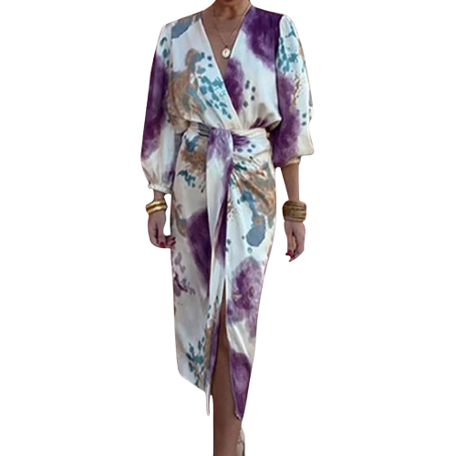 🔥HOT SALE 50% OFF✨Women’s Elegant Watercolor  Two-Piece Wrap Dress Set