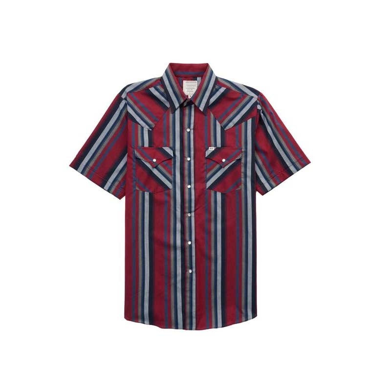 Men's Short Sleeve Striped Western Snap Shirt