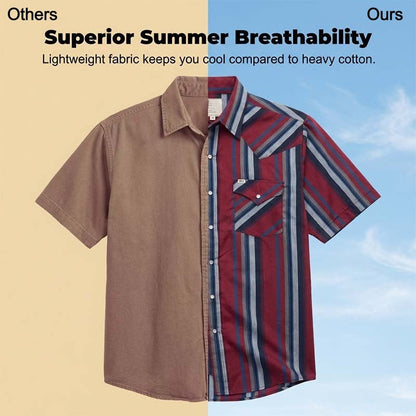 Men's Short Sleeve Striped Western Snap Shirt