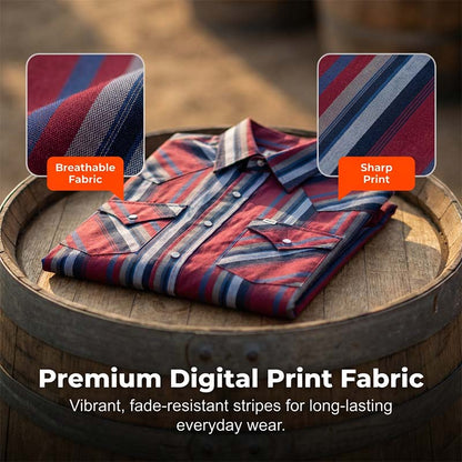 Men's Short Sleeve Striped Western Snap Shirt