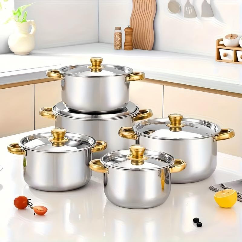 🍳 60% OFF  & FREE SHIPPING NOW !🔥 5-Piece Stainless Steel Cookware Set with Glass Lids – Durable, Even Heat Distribution & Elegant Design ✨