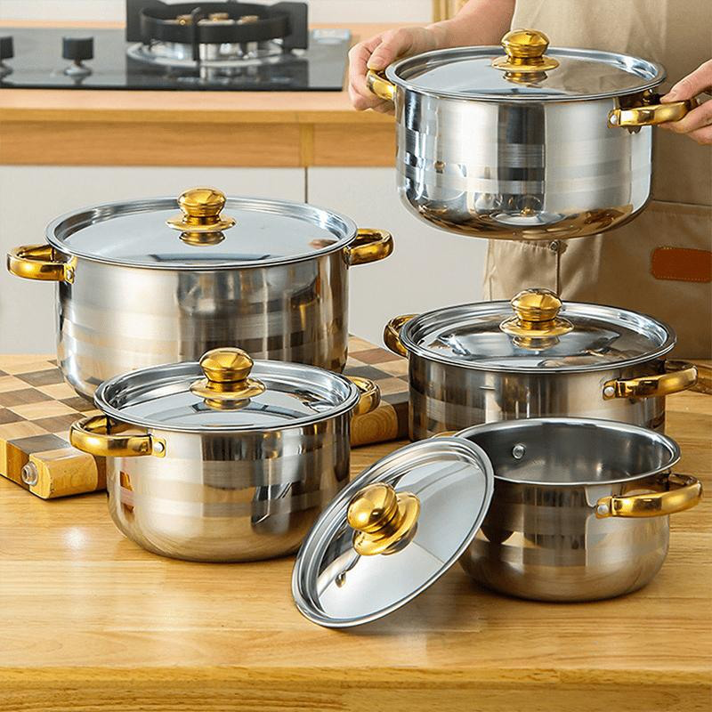 🍳 60% OFF  & FREE SHIPPING NOW !🔥 5-Piece Stainless Steel Cookware Set with Glass Lids – Durable, Even Heat Distribution & Elegant Design ✨