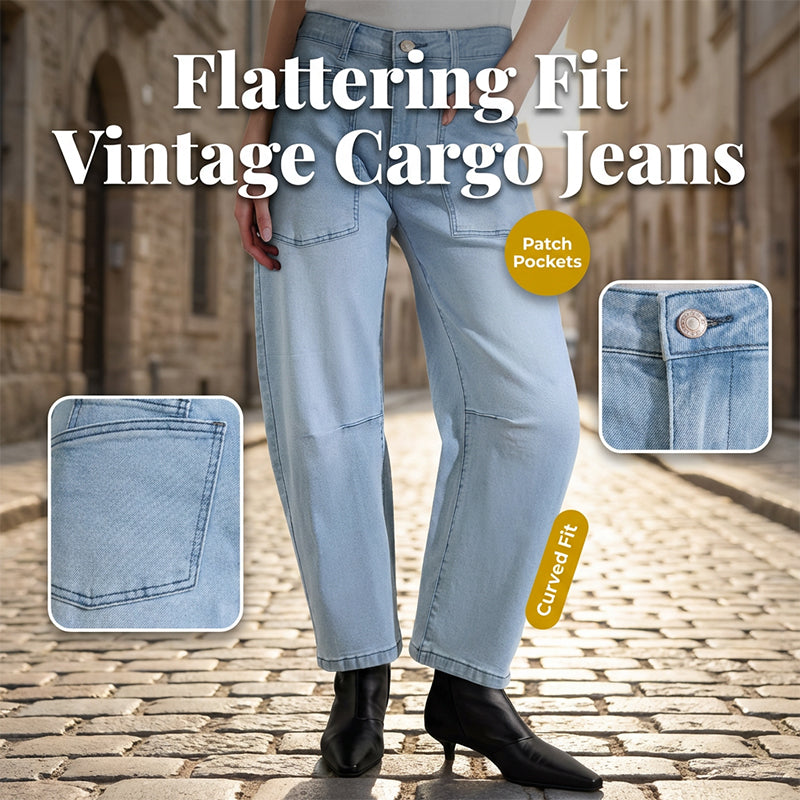 🎉 LIMITED TIME 50% OFF! 💞 Casual Barrel Leg Jeans with Patch Pockets – Streetwear Meets Comfort, 63K+ Sold! 👖