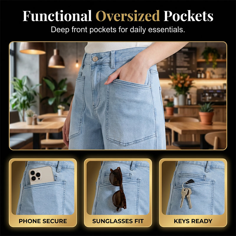 🎉 LIMITED TIME 50% OFF! 💞 Casual Barrel Leg Jeans with Patch Pockets – Streetwear Meets Comfort, 63K+ Sold! 👖