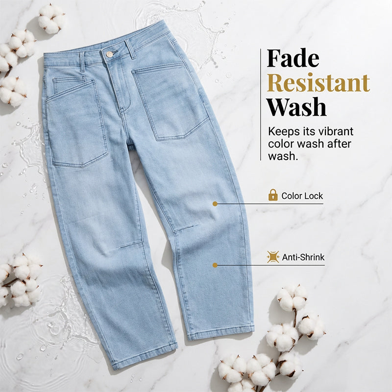 🎉 LIMITED TIME 50% OFF! 💞 Casual Barrel Leg Jeans with Patch Pockets – Streetwear Meets Comfort, 63K+ Sold! 👖