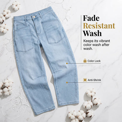 🎉 LIMITED TIME 50% OFF! 💞 Casual Barrel Leg Jeans with Patch Pockets – Streetwear Meets Comfort, 63K+ Sold! 👖