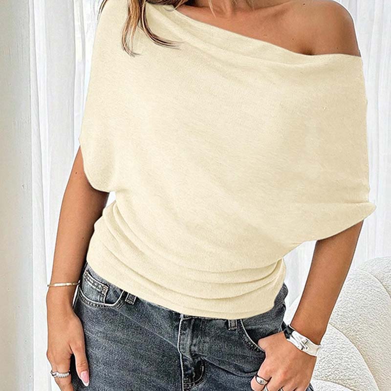 🔥 Hot sale 50% OFF！！🔥Women's Asymmetrical Off-Shoulder Batwing Sleeve Top