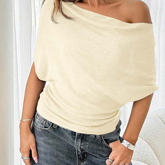 🔥 Hot sale 50% OFF！！🔥Women's Asymmetrical Off-Shoulder Batwing Sleeve Top