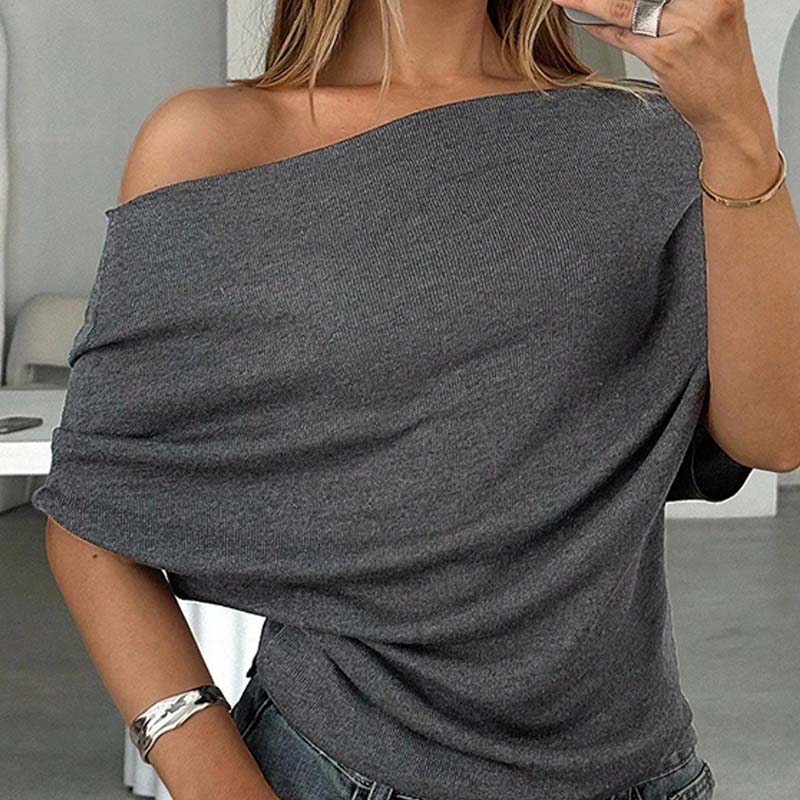 🔥 Hot sale 50% OFF！！🔥Women's Asymmetrical Off-Shoulder Batwing Sleeve Top