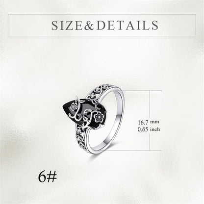 💍60% OFF NOW! 🌿 Vintage Floral Vine Ring – Black Teardrop Gem, Sparkling Accents & Openwork Band ✨