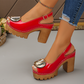 Chunky Heel Sandals – 9.5cm Block Heel, Secure Buckle & Rugged Grip 💃
