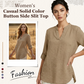 Casual Solid Color Button Side Slit Top
