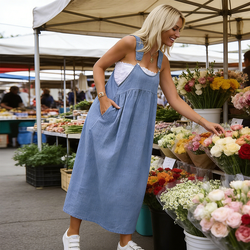 👗 50% OFF NOW! 🌸Women's Casual Loose Overall Dress – Relaxed Fit, Side Pockets & Breathable Fabric ✨