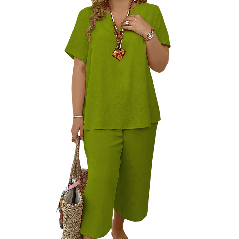 Spring New Arrival ✨🌺 Women's Casual Short Sleeve Top & Wide Leg Pants Set