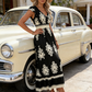 【Exceptional Price】💐50% OFF ! 💥Women's V-Neck Baroque Print Flowy Maxi Dress