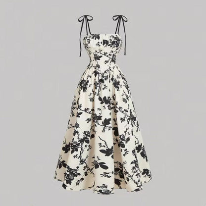🌷Special Price Only ￡16.99!!🌷Women's Floral Print Tie-Strap Midi Dress