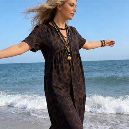 🌸Spring New Arrival & 50%OFF❤️‍🔥Women's V-Neck Leopard Print Maxi Dress