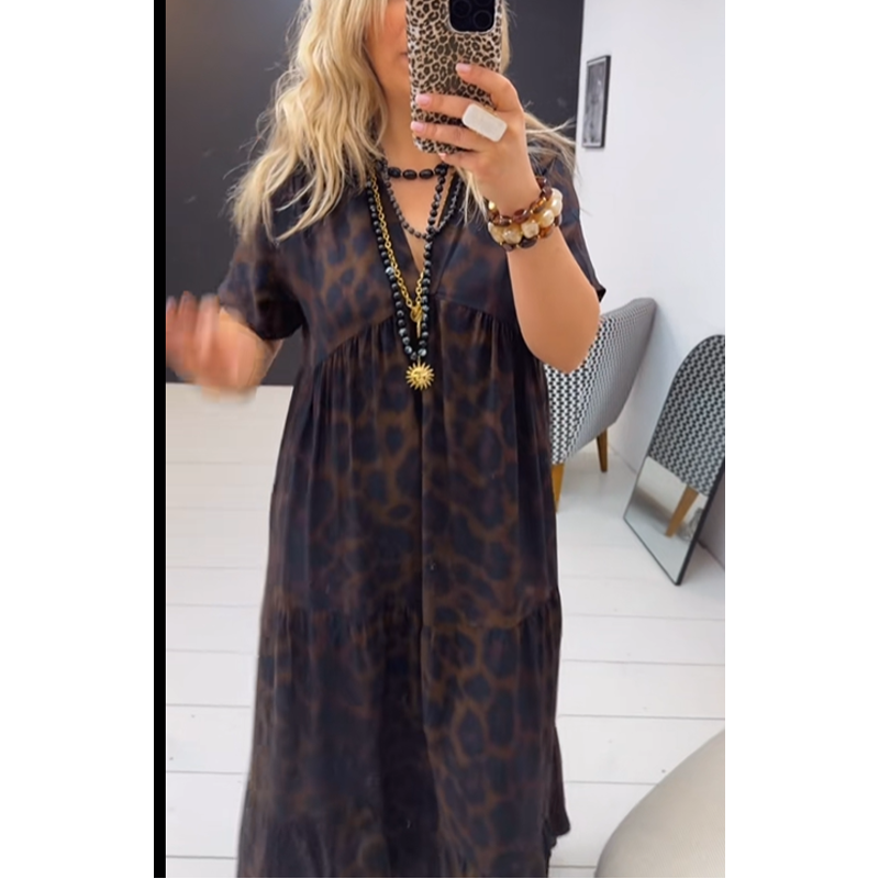 🌸Spring New Arrival & 50%OFF❤️‍🔥Women's V-Neck Leopard Print Maxi Dress