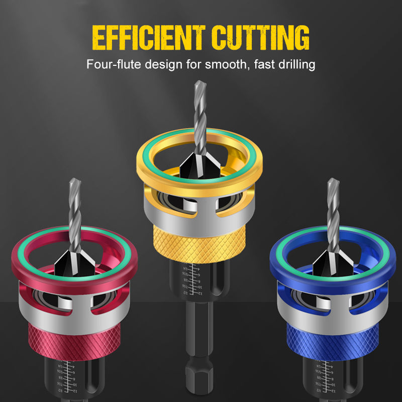 🔥Hot sale 33% OFF🔥4PCS Wood Countersink Drill Bit Set with Depth Stop