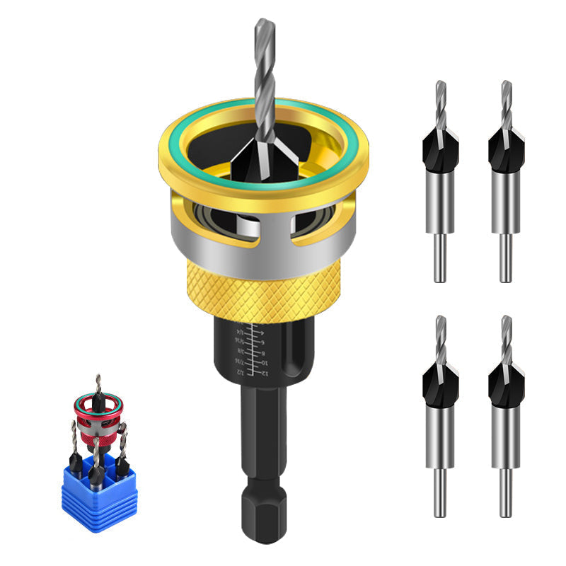 🔥Hot sale 33% OFF🔥4PCS Wood Countersink Drill Bit Set with Depth Stop