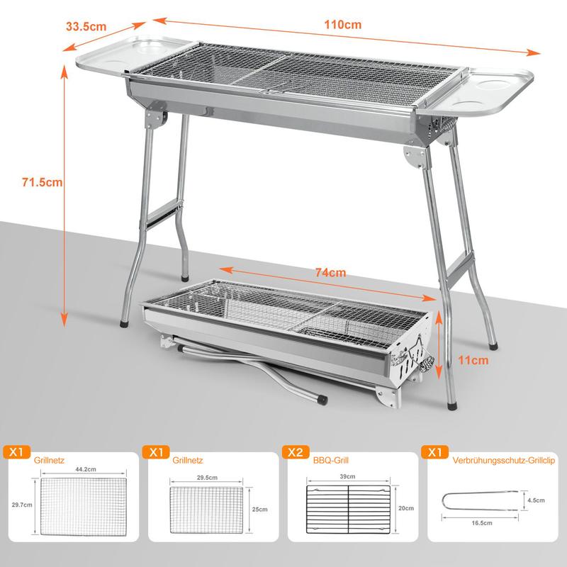 🍢 52% OFF NOW! Portable Folding Grill – Stainless Steel, Standing Design, Compact for Camping & Picnics 🔥✨