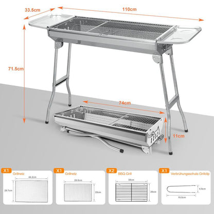 🍢 52% OFF NOW! Portable Folding Grill – Stainless Steel, Standing Design, Compact for Camping & Picnics 🔥✨