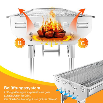 🍢 52% OFF NOW! Portable Folding Grill – Stainless Steel, Standing Design, Compact for Camping & Picnics 🔥✨