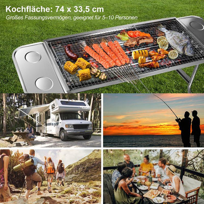 🍢 52% OFF NOW! Portable Folding Grill – Stainless Steel, Standing Design, Compact for Camping & Picnics 🔥✨
