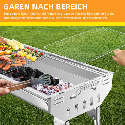 🍢 52% OFF NOW! Portable Folding Grill – Stainless Steel, Standing Design, Compact for Camping & Picnics 🔥✨