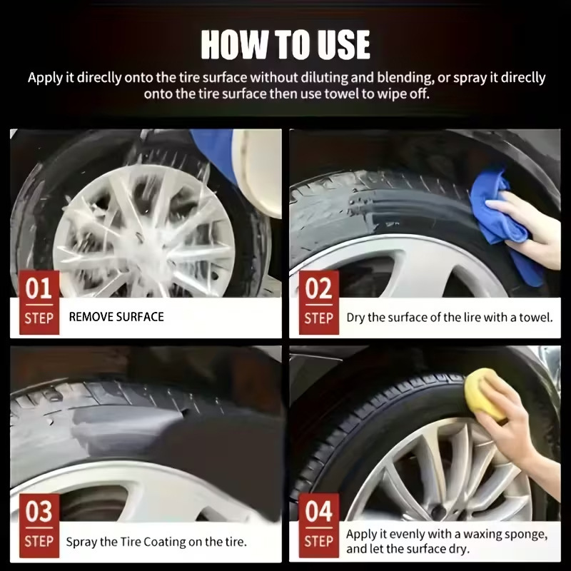Car Tire & Trim Renewal Paste – Deep Black Shine, UV Protection & Easy Application 💎