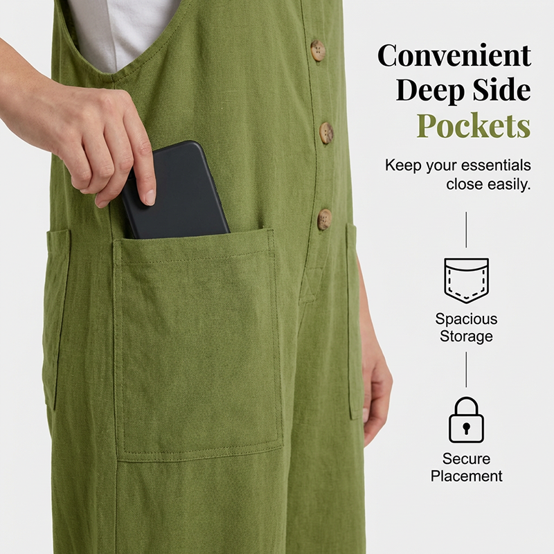 🔥Spring Hot Sale🔥Women's Casual Loose Fit Button-Front Overalls