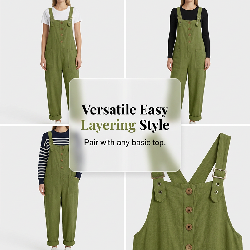 🔥Spring Hot Sale🔥Women's Casual Loose Fit Button-Front Overalls